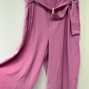 ICONE Simons Gorgeous pink wide leg pants; high-waisted; belted Large
